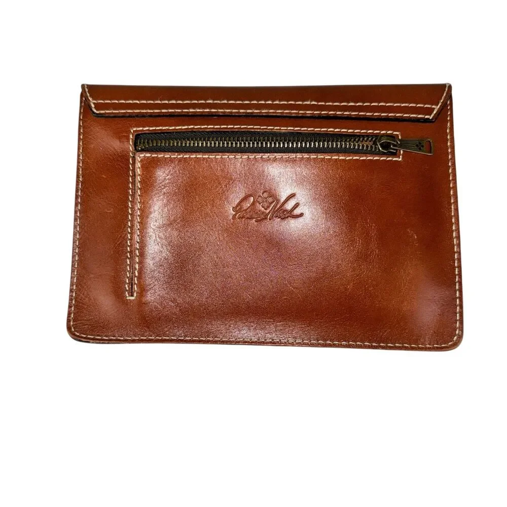 Patricia Nash Mini Tech Portfolio Florence‎ Brown Italian Leather Clutch